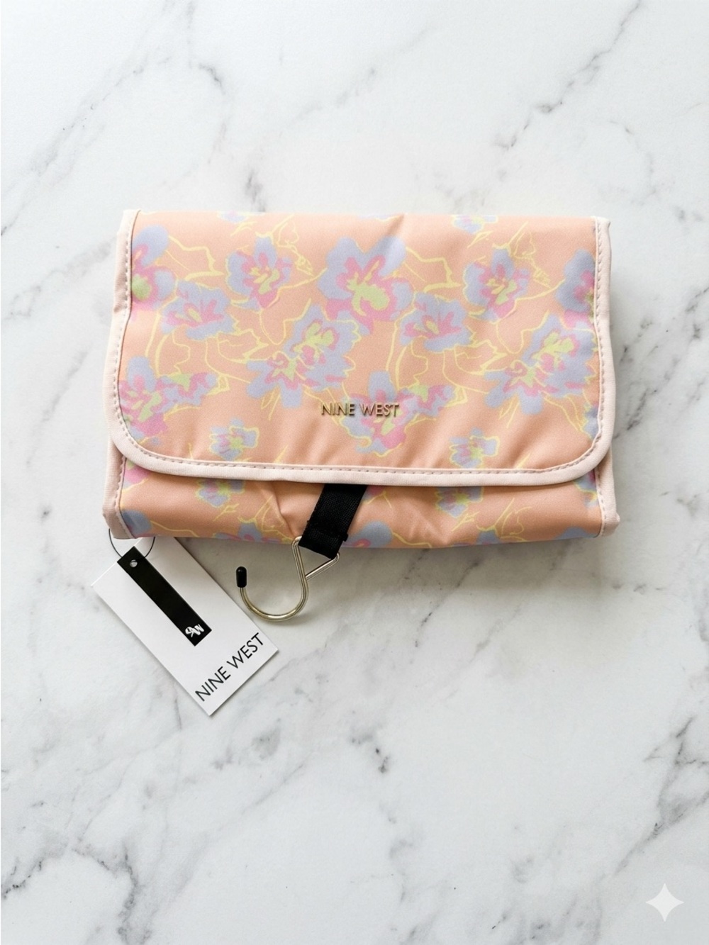 Nine West Pink Floral Hanging Jewelry Roll
